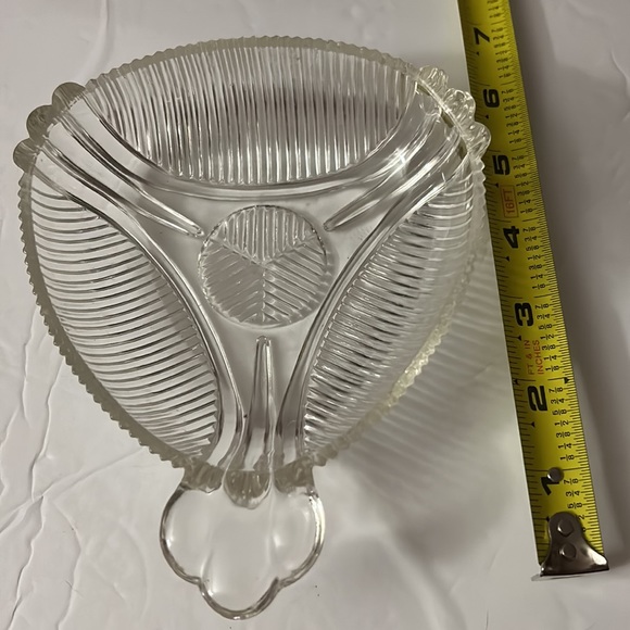 3/$20 Vintage Hazel Atlas Clear Depression Pressed Glass Triangle Candy Dish - Picture 2 of 4